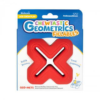Chewtastic Geometrics Geo-Metz Roller Fillable Natural Rubber Interactive Dog Toys
