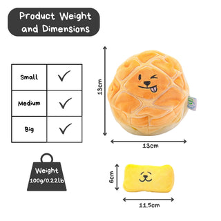 Woof² Buttered Pineapple Bun Nose-work Soft Plush Dog Toy
