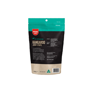 Prime100 Prime Pantry Kangaroo Jerky Strips Dog Treats 100g | Henlo Pets