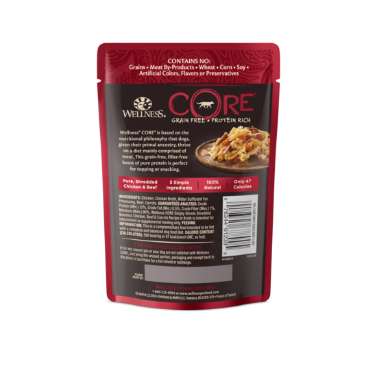 Wellness® CORE® Simply Shreds Chicken Beef & Carrots Topper - Henlo Pets