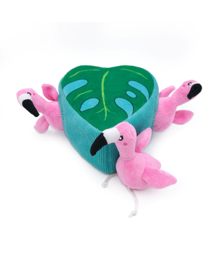 Zippy Burrow - 3 Flamingos in Monstera Leaf - Henlo Pets