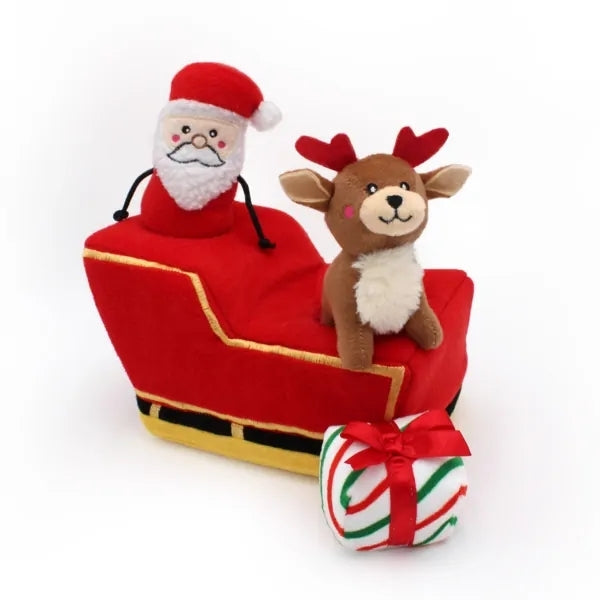 Zippy Paws Holiday Burrow Santa's Sleigh Dog Toy - Henlo Pets