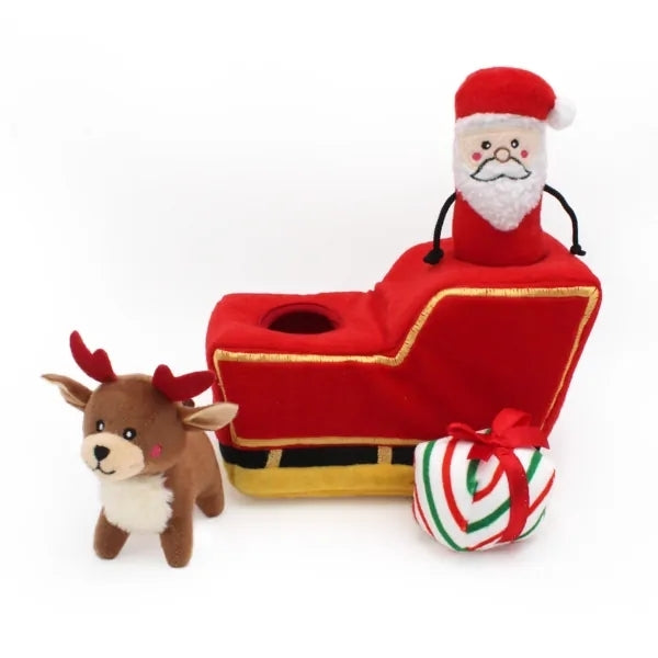 Zippy Paws Holiday Burrow Santa's Sleigh Dog Toy - Henlo Pets