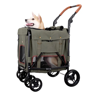 Ibiyaya Pet Wagon for dogs up to 25kg - Army Green - Henlo Pets