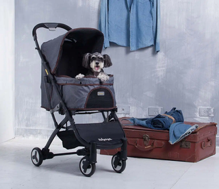 Ibiyaya Speedy Fold East Store Pet Stroller - Grey Denim - Henlo Pets