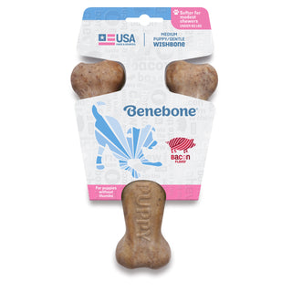 Benebone Bacon Puppy Wishbone Durable Dog Chew Toy