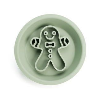 Gingerbread Man 2-in-1 Slow Feeder & Lick Bowl Green | Henlo Pets