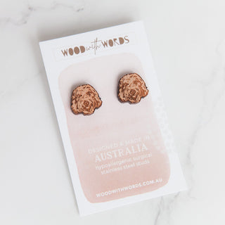 Labradoodle - Wooden Stud Earrings - Henlo Pets