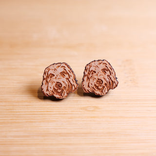 Labradoodle - Wooden Stud Earrings - Henlo Pets