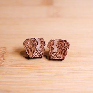 Border Collie - Wooden Stud Earrings - Henlo Pets