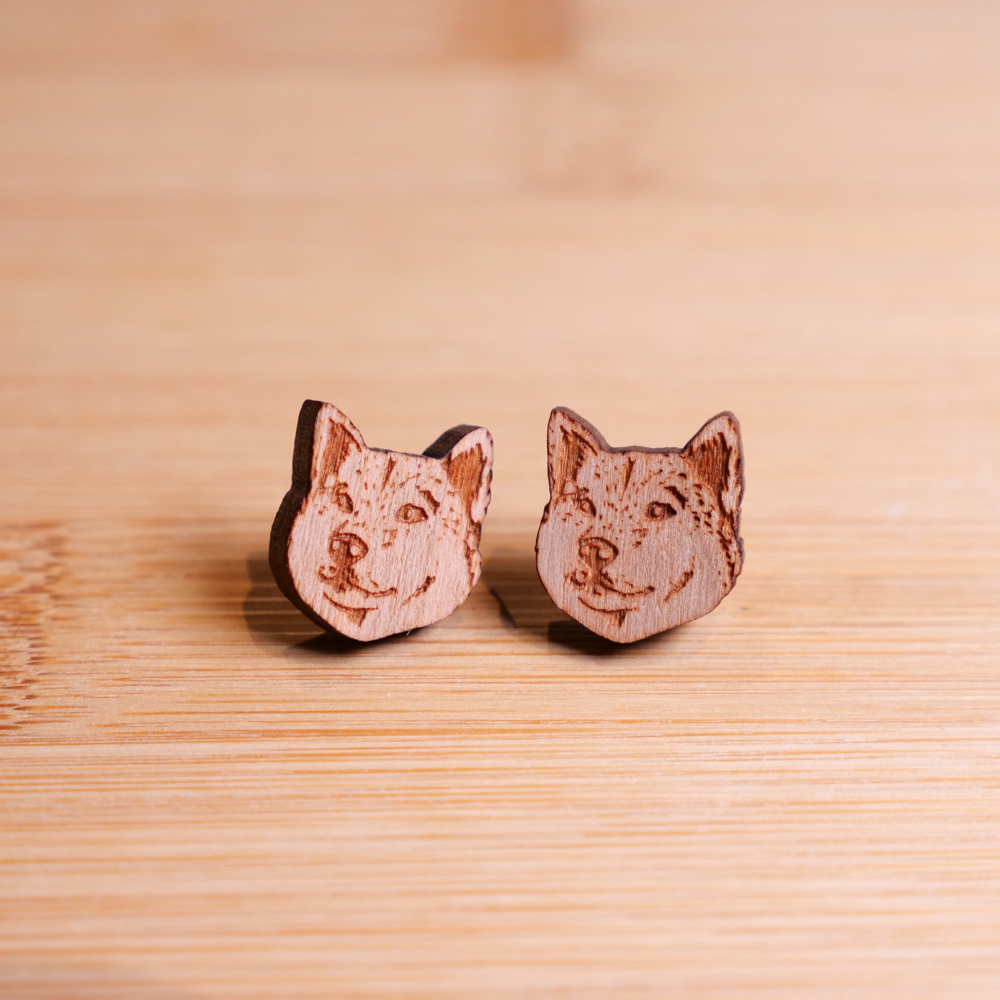 Shiba Inu - Wooden Stud Earrings - Henlo Pets