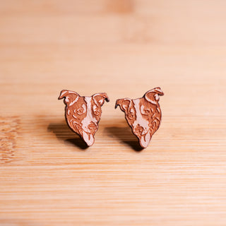 Jack Russell - Wooden Stud Earrings - Henlo Pets