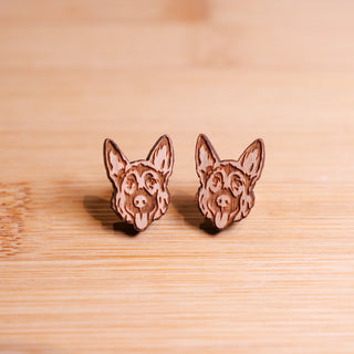 German Shepherd - Wooden Stud Earrings - Henlo Pets