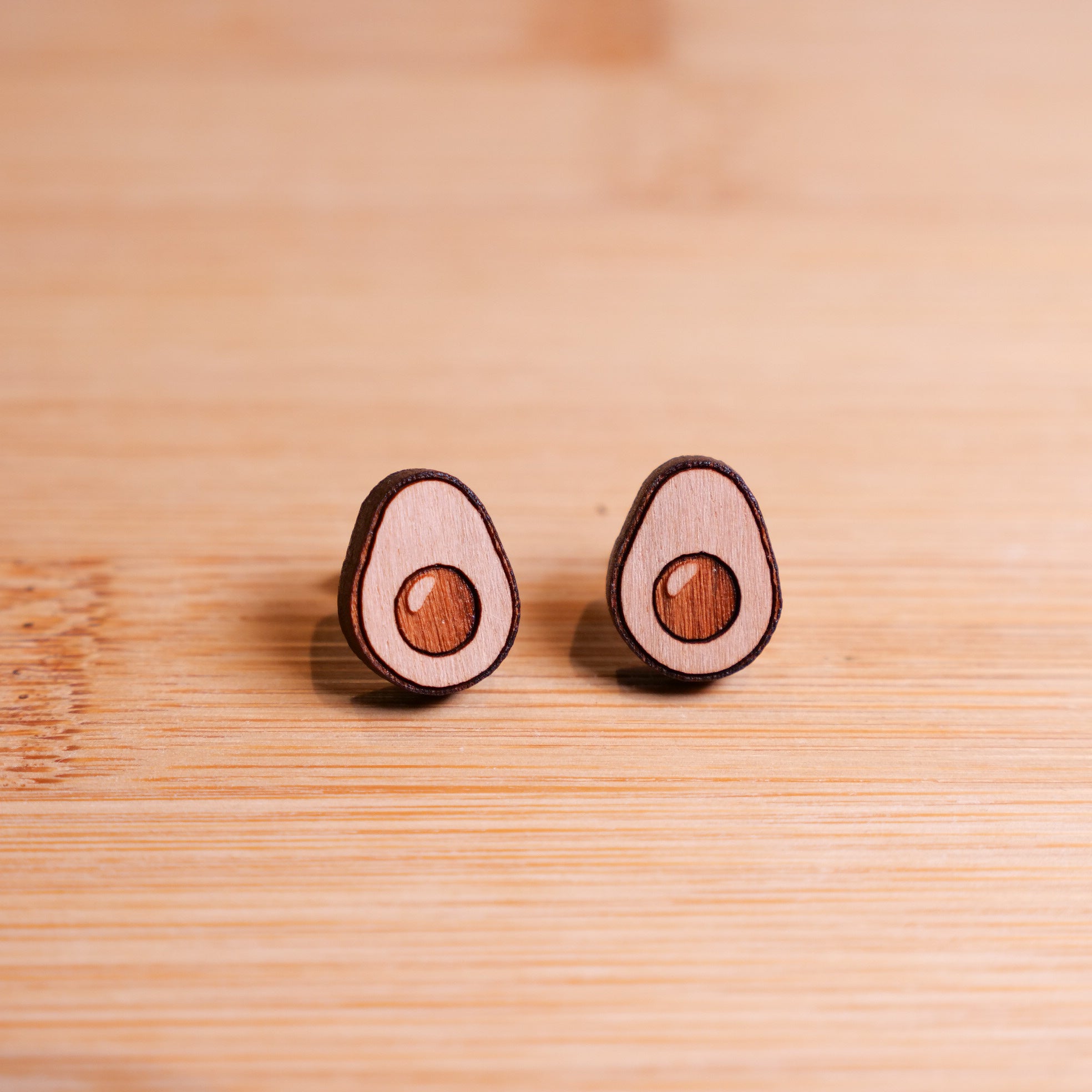 Avocado - Wooden Stud Earrings - Henlo Pets