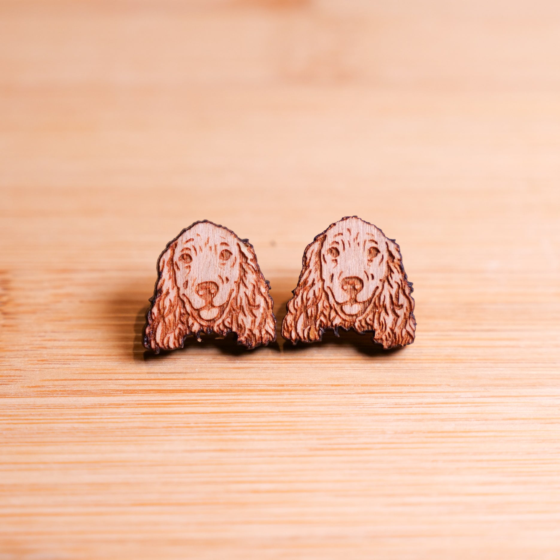 Cocker Spaniel - Wooden Stud Earrings - Henlo Pets