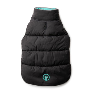 Fabdog - Reversible Puffer Black & Aqua [CLEARANCE] - Henlo Pets