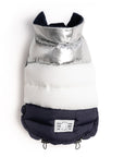 Fabdog - Silver, White & Navy Colour Block Puffer [CLEARANCE] - Henlo Pets