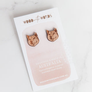 Shiba Inu - Wooden Stud Earrings - Henlo Pets