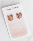 Shiba Inu - Wooden Stud Earrings - Henlo Pets