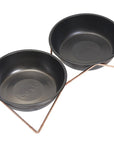 Bendo - 'WOOF' Double Black Bowl on Copper Frame - Henlo Pets