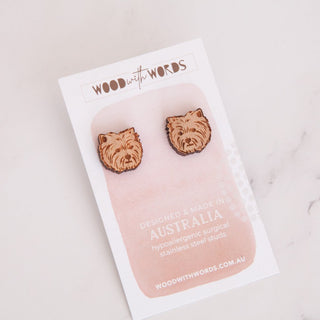 Westie - Wooden Stud Earrings - Henlo Pets