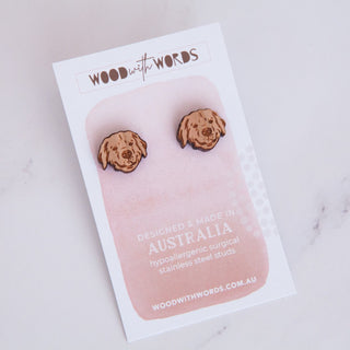 Golden Retriever - Wooden Stud Earrings - Henlo Pets